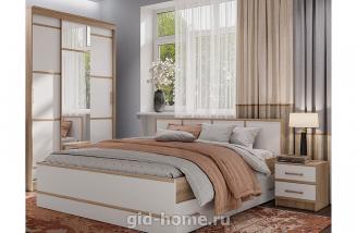 Кровать двуспальная с ящиками 1,6 м Сакура дуб сонома белый Кровать двуспальная с ящиками 1,6 м Сакура дуб сонома белый