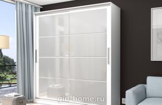 Шкаф купе раздвижной двухстворчатый со стеклом Дубай Белый 1,5 м