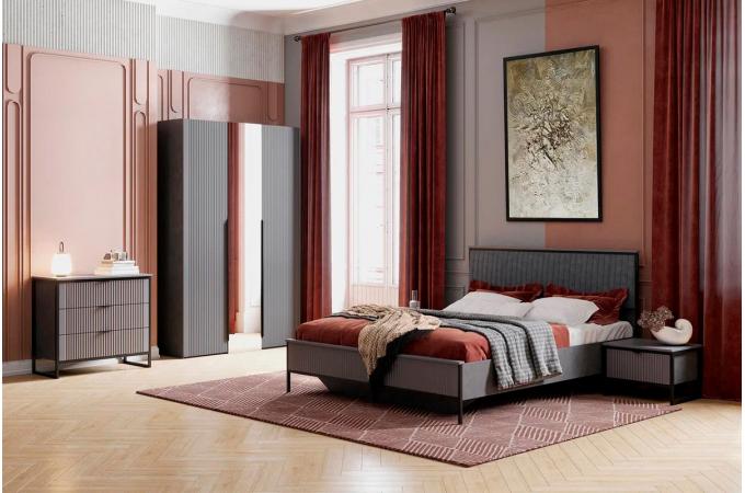 Кровать металлическая двуспальная 1600х2000 Металл Бруклин Графит