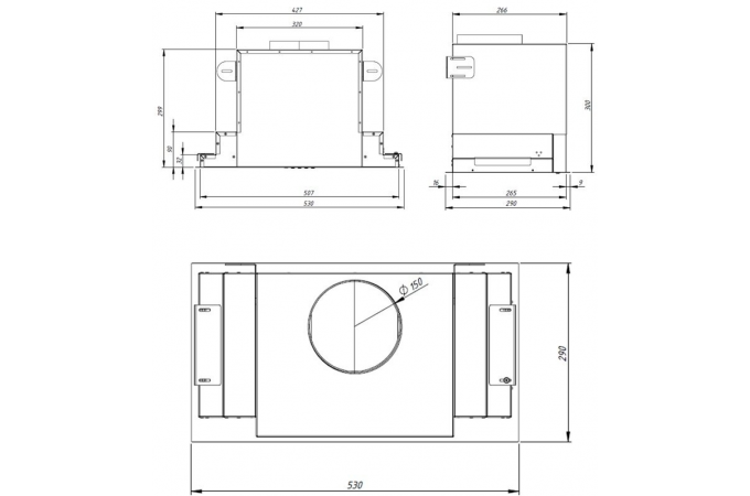 Встраиваемая вытяжка для кухни AKPO WK-6 Neva glass 60 см. черный схема